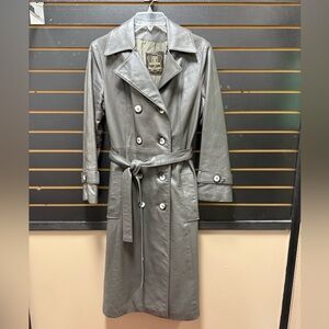 24K Leather by Dan Di Modes Gray Trench Coat